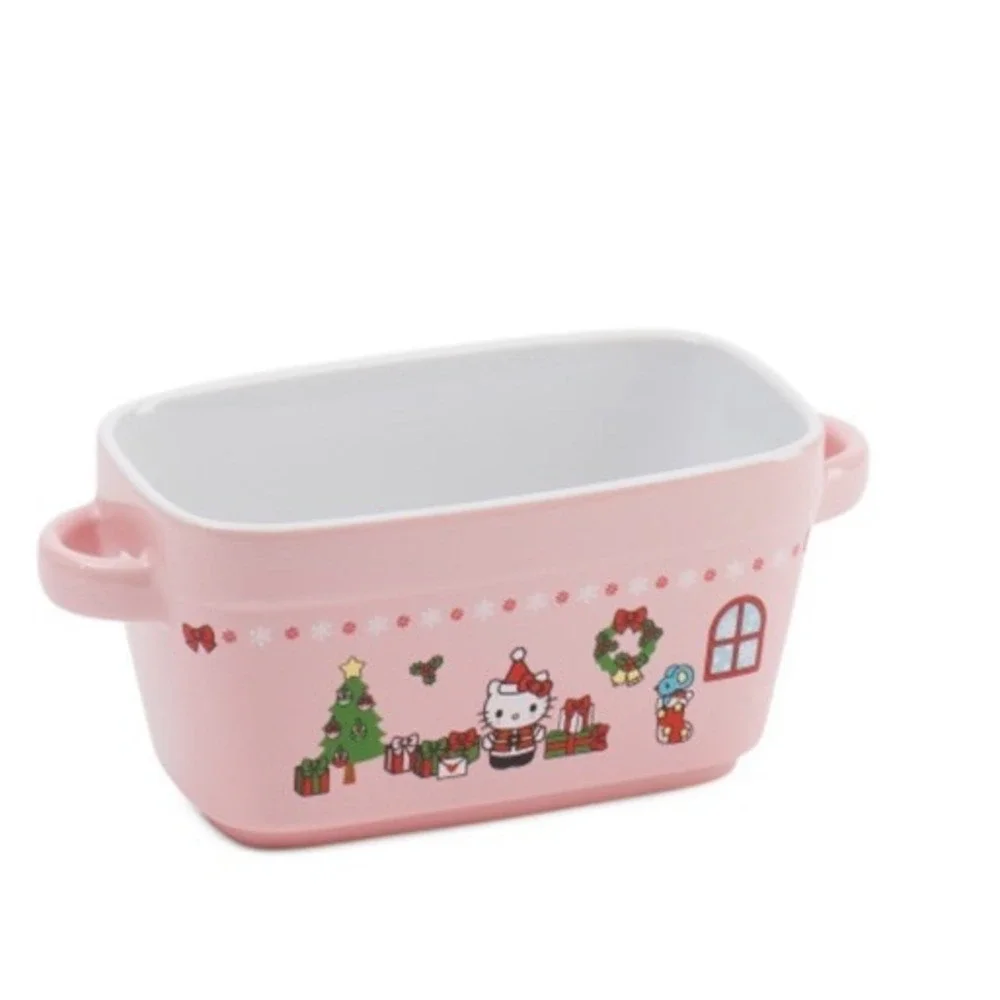 Hello Kitty Christmas Santa Rectangular Loaf Pan Holiday Pink‎ Ceramic ZRike